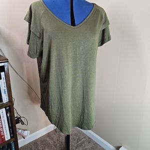 New SUPER SOFT XXL Olive Green Ruffle Sleeve Tunic Tshirt